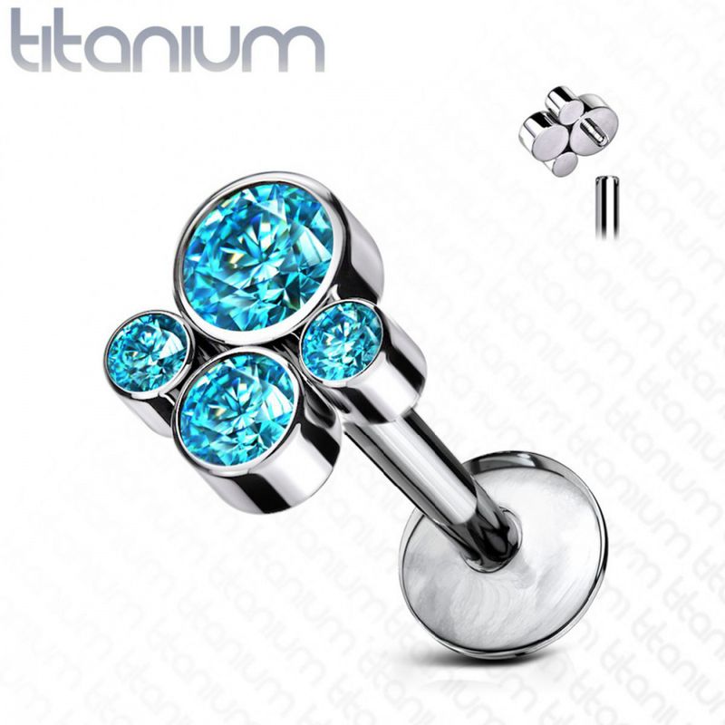 Paw Crystal Internally Threaded Labret Blue