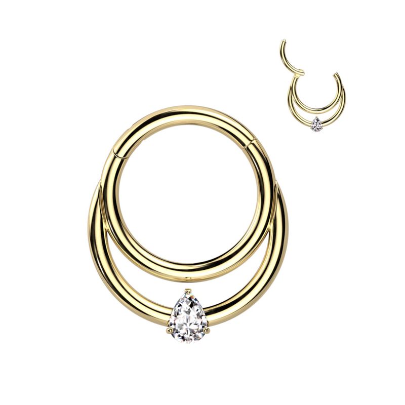 Jasmine Tears Hinged Ring Gold Clear