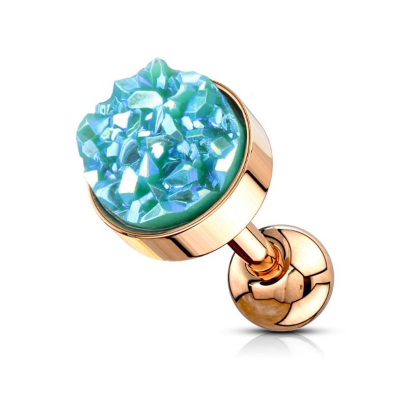 Druzy Stone 1,2mm Rose Gold Aqua