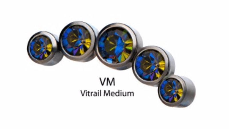Five Swarovski Gems Internally Threaded Labret Vitrail Medium
