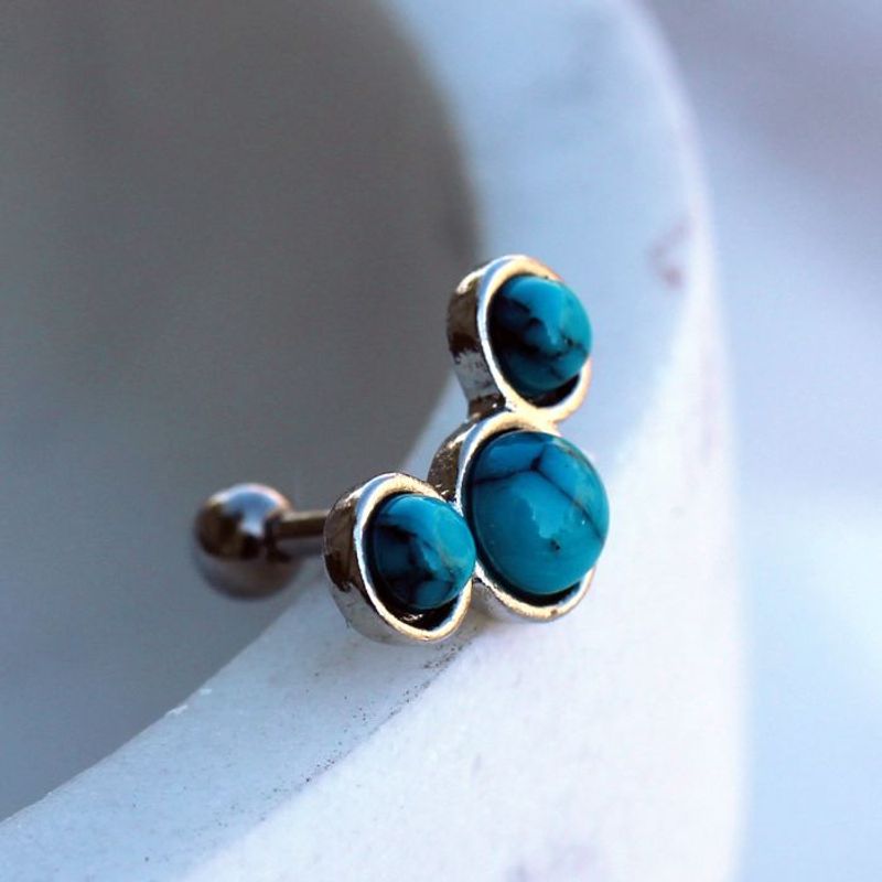 Triple Turquoise Barbell 