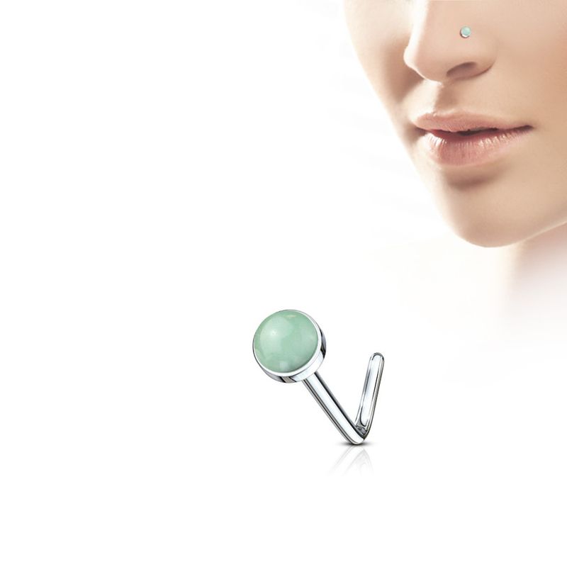 Stone Jade Nose Stud L Bend Green
