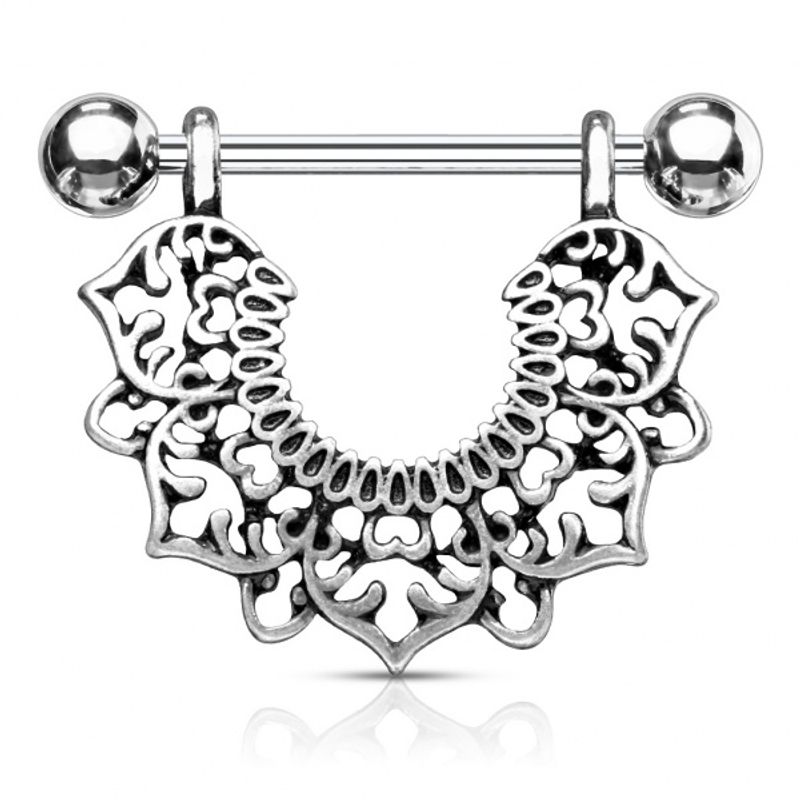 Filigree Flower Dangle Nipple Bar 