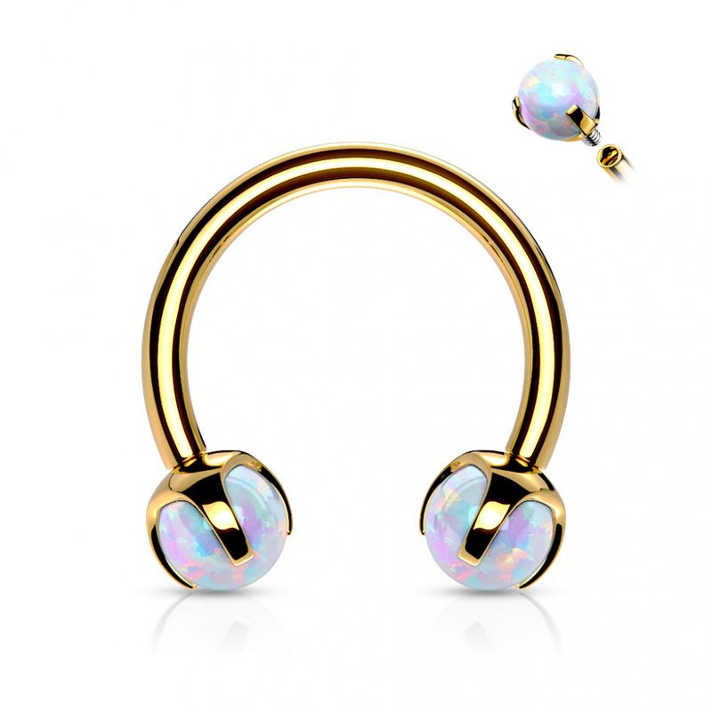 Claw Set Opal Circular Barbell Gold