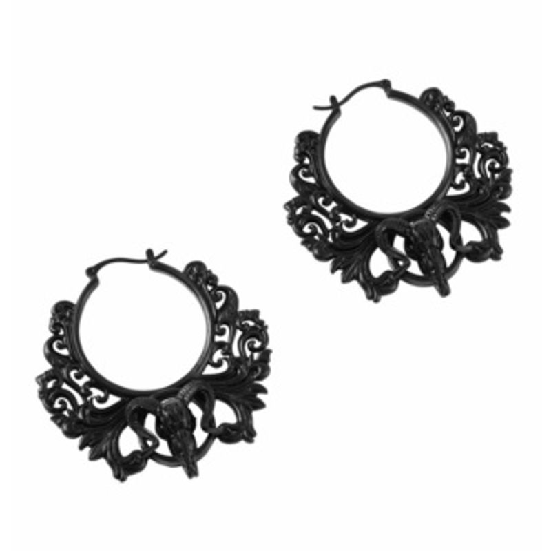 Worship The Night Hoop Earrings Black