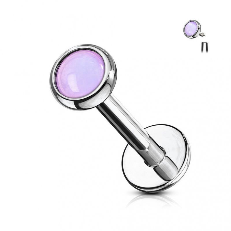 Illuminating Stone Internally Threaded Labret Purple
