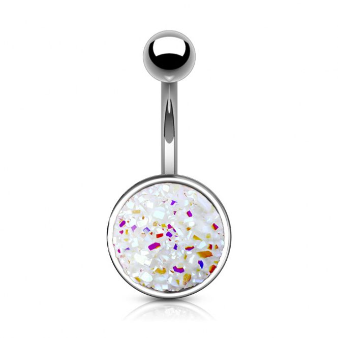 Main Image Druzy Stone Belly Ring White