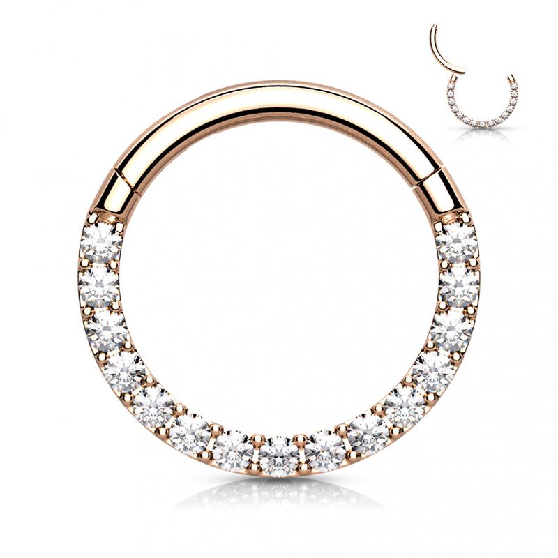 Diana Front Facing Hinged Ring Rose Gold Clear