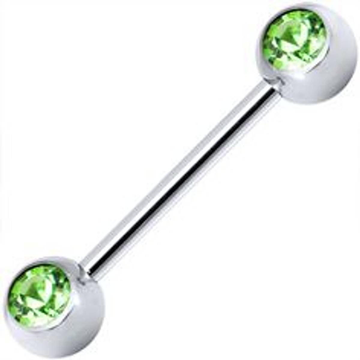 Nipple Bar Double Front Facing Gem Green