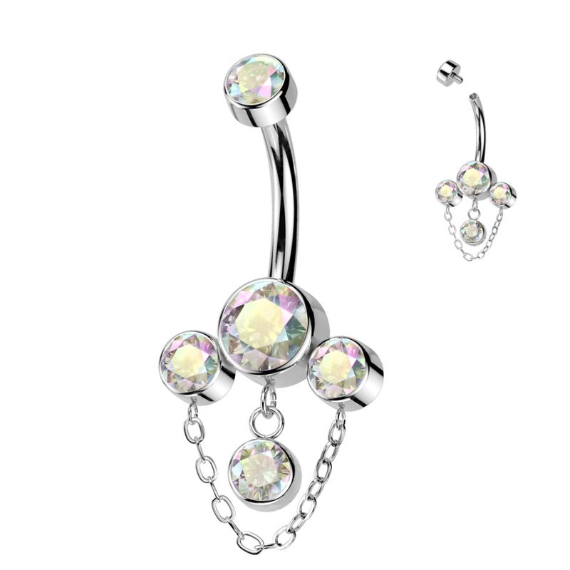 Elizah Chain Belly Ring Aurora Borealis