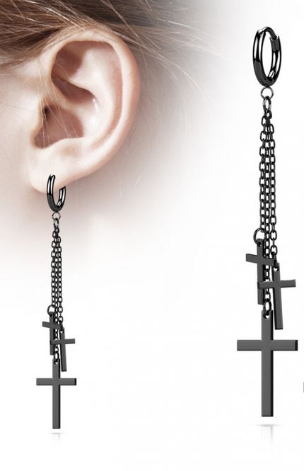 Hovedbillede 3 Cross Dangle Hoop Earring ...