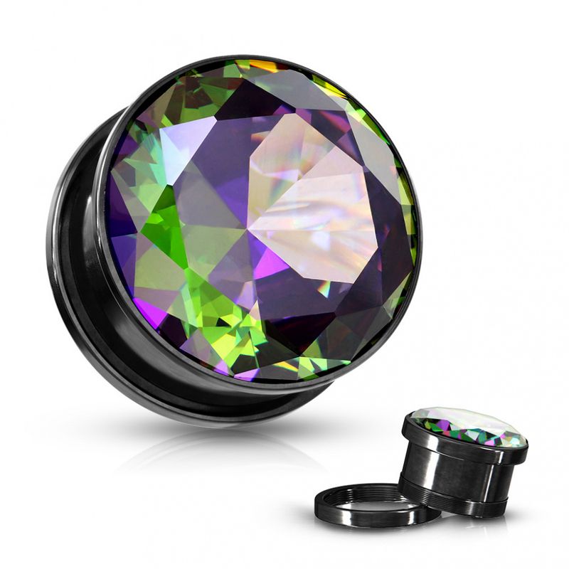 Vitrail Ab CZ Set Black PVD Screw fit Plug