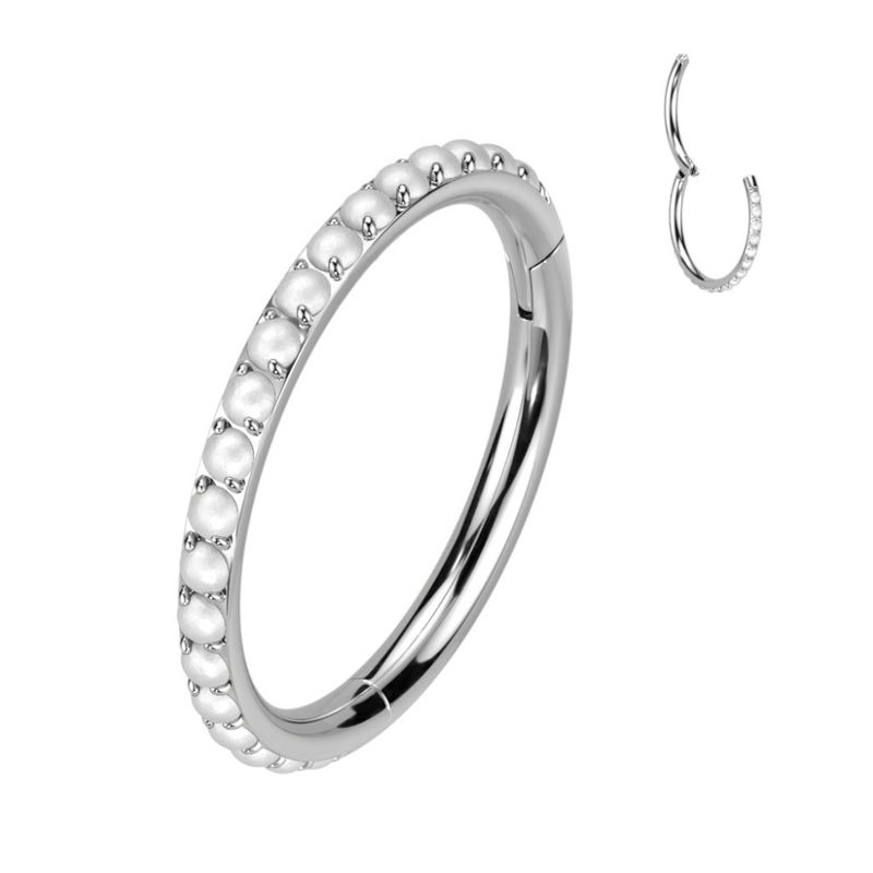 Oceana Pearl Hinged Ring White