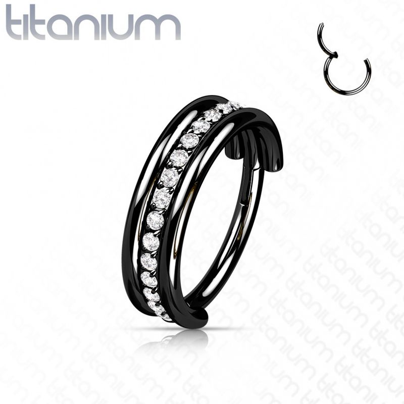 Lucky X Lined Hinged Ring Black