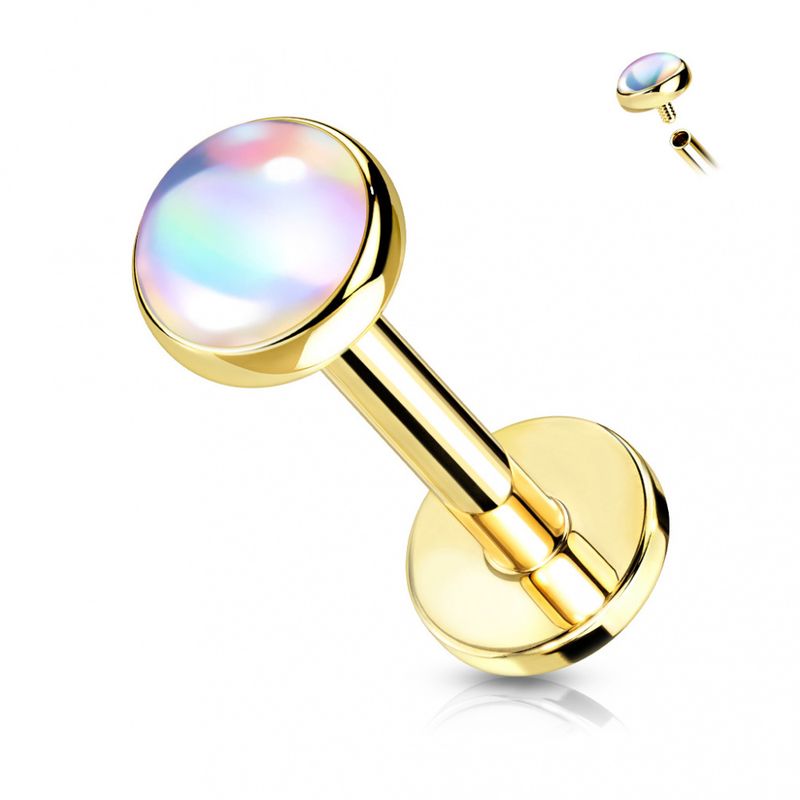Iridescent Stone Internally Threaded Gold