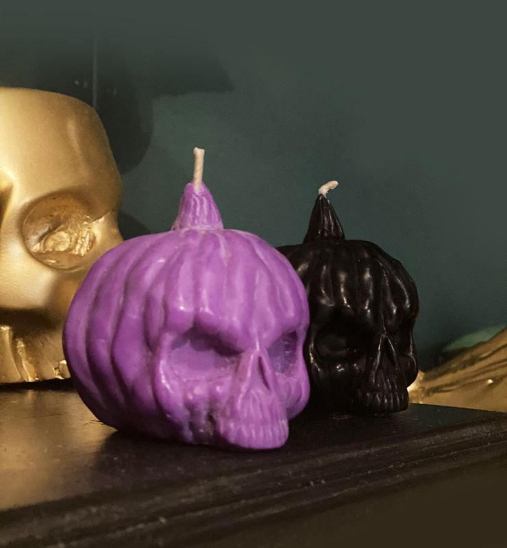 Pumpkin Skull Candle