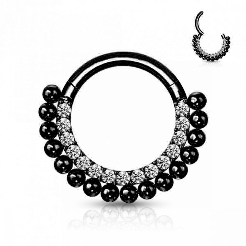 Tara Hinged Ring Black Clear