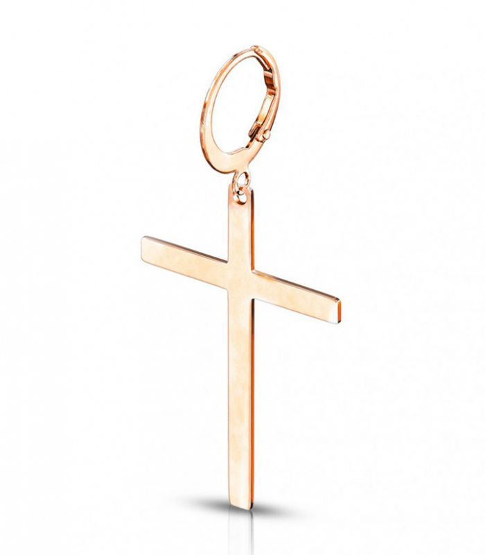 Hoop Earring Big Cross Rose Gold