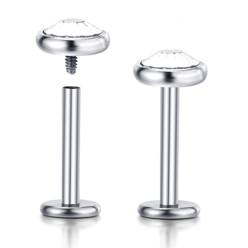 Flat Opal Internally Threaded Labret Black Blue