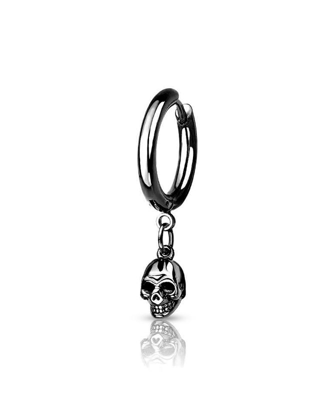 Hoop Earring Skull Black