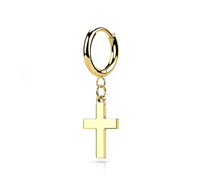 Main Image Hoop Small Cross Gold