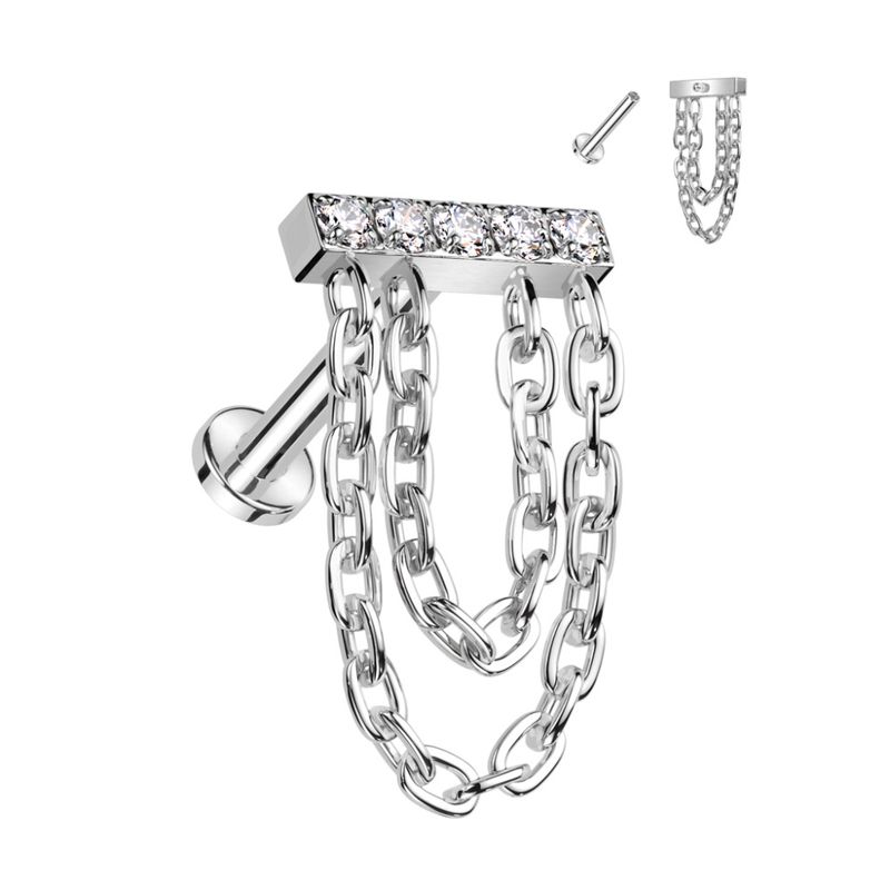Lynx Cleo Chains Internally Threaded Labret Clear