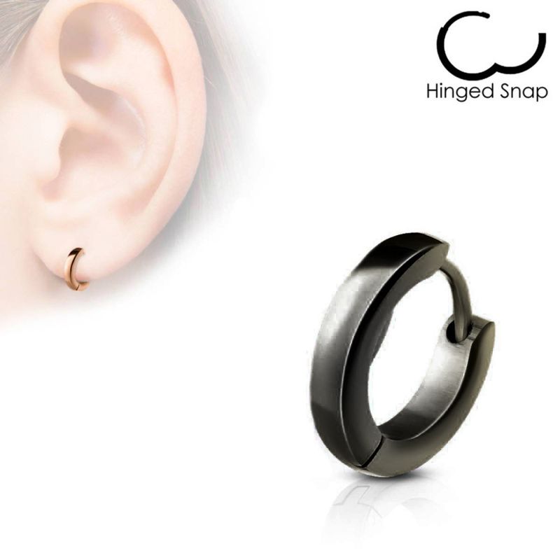 Hoop Earring Thin Black