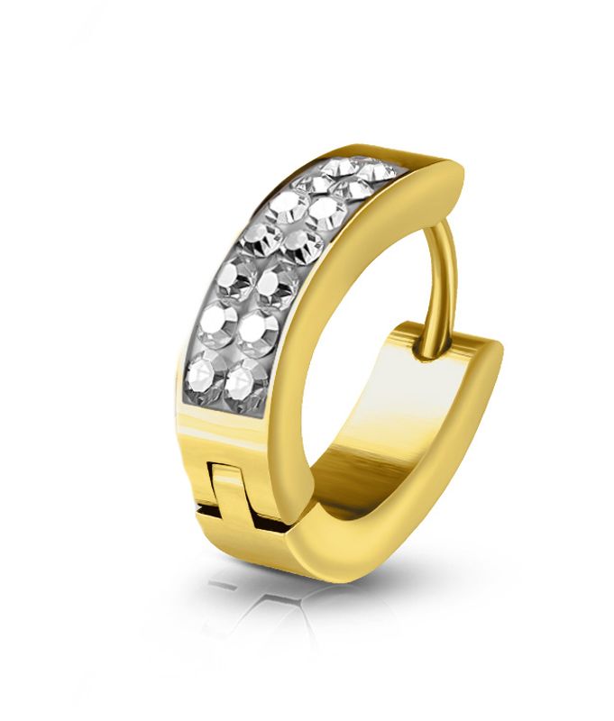 Bling Oval Hoop Earring Gold