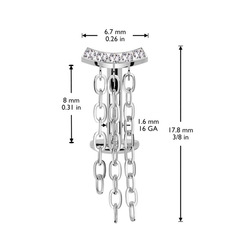 Floating Belly Piercing Embla Chain Gold Clear