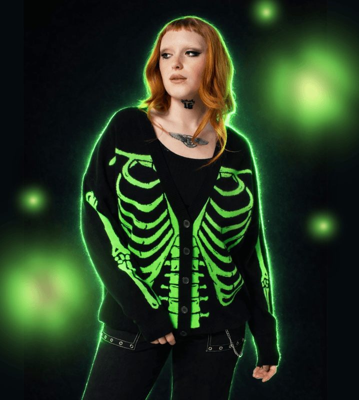 Neon Green Skeleton Cardigan