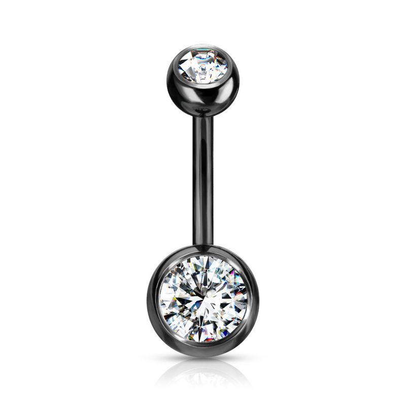 Titanium Belly Ring Black Clear