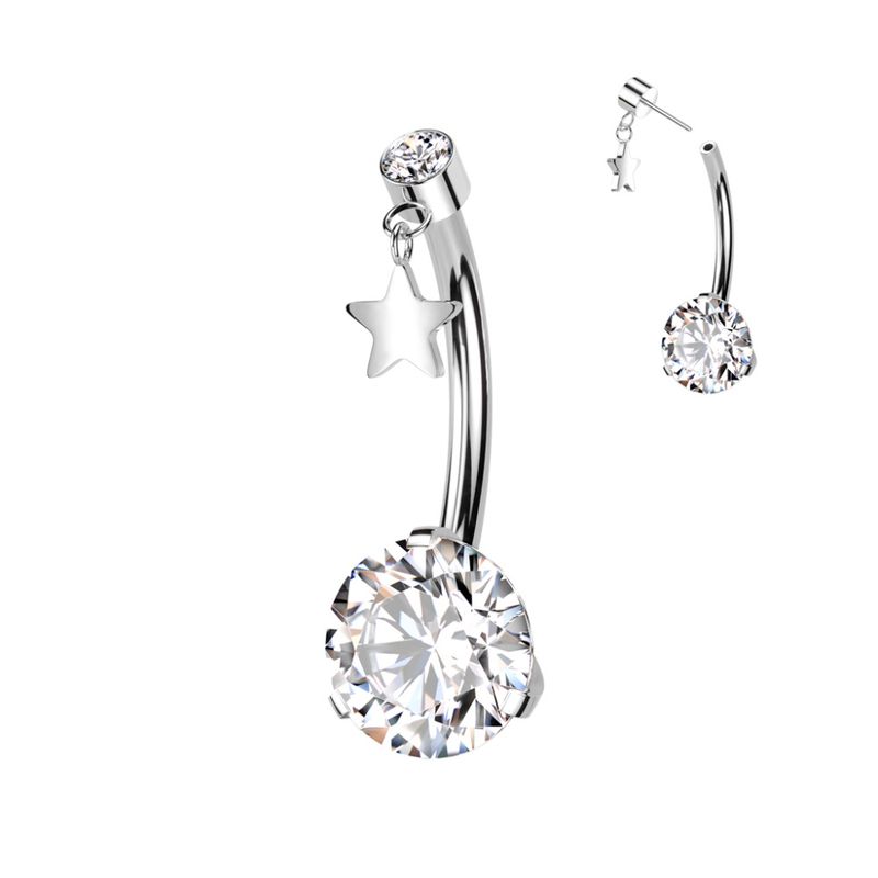 Star Belly Ring Push-fit Clear