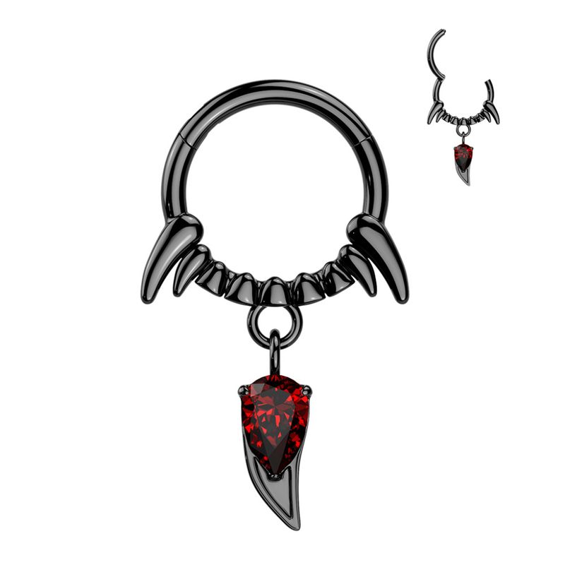 Vampiria Fangs Hinged Ring Black Red