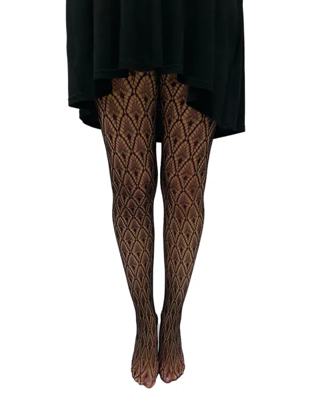 Peacock Feather Net Tights Plus Size