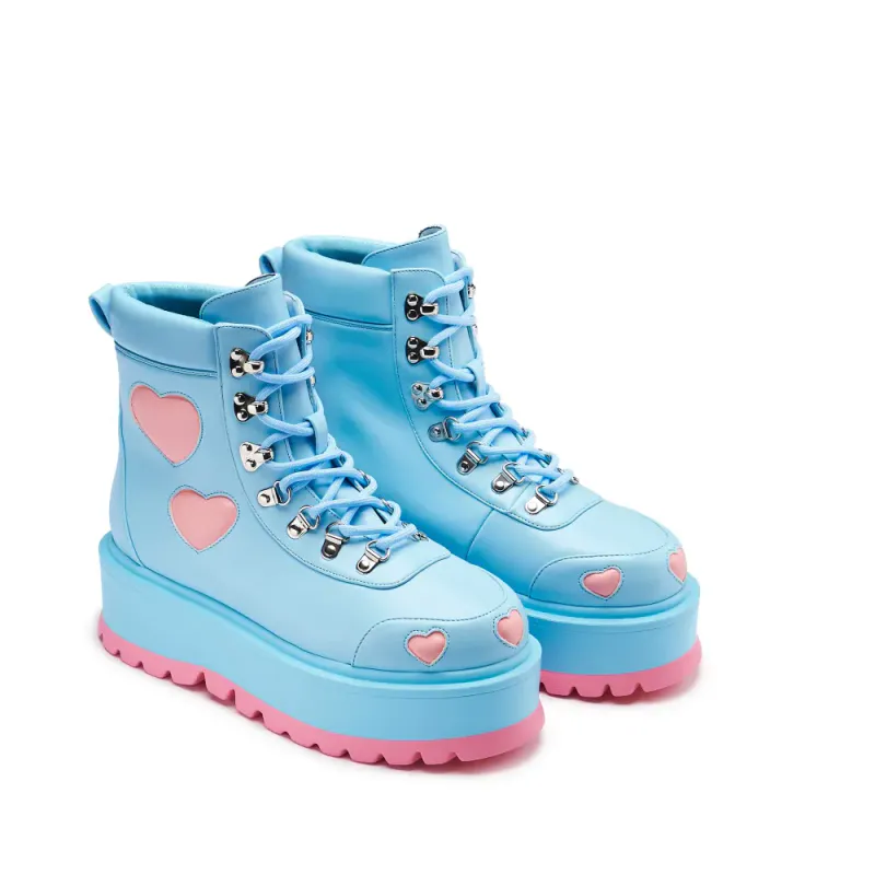 Chibi Cherub Kawaii Heart Boots Blue