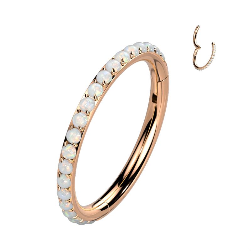 Embla Opal Hinged Ring Rose Gold White