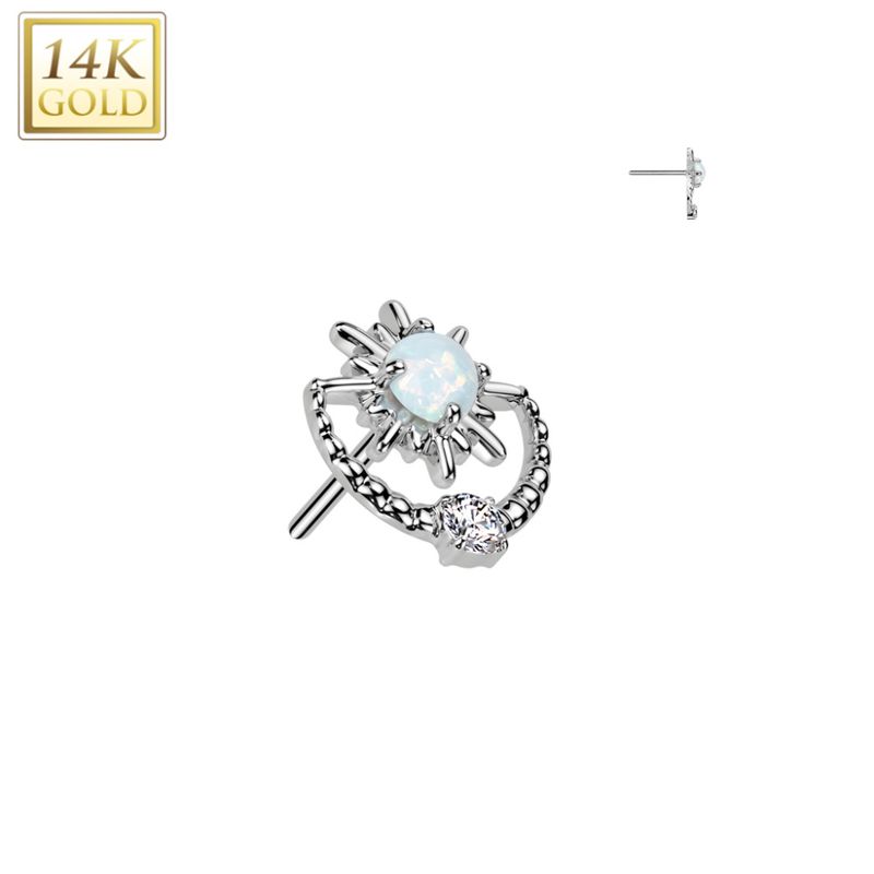 Sunburst Opal Push-fit 14K Gold White
