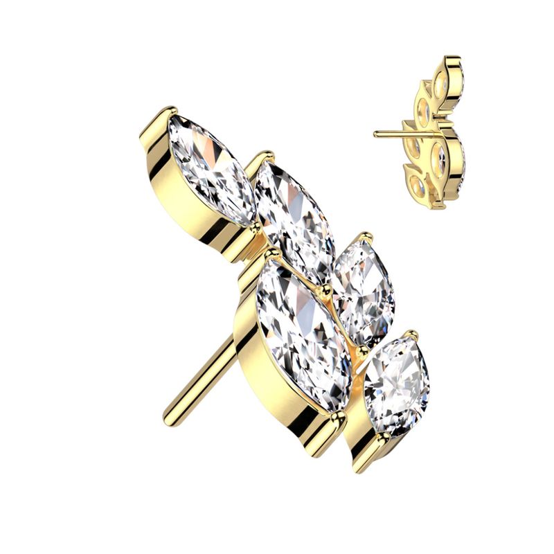 Danielle Leaf Bent Push-fit Gold Clear