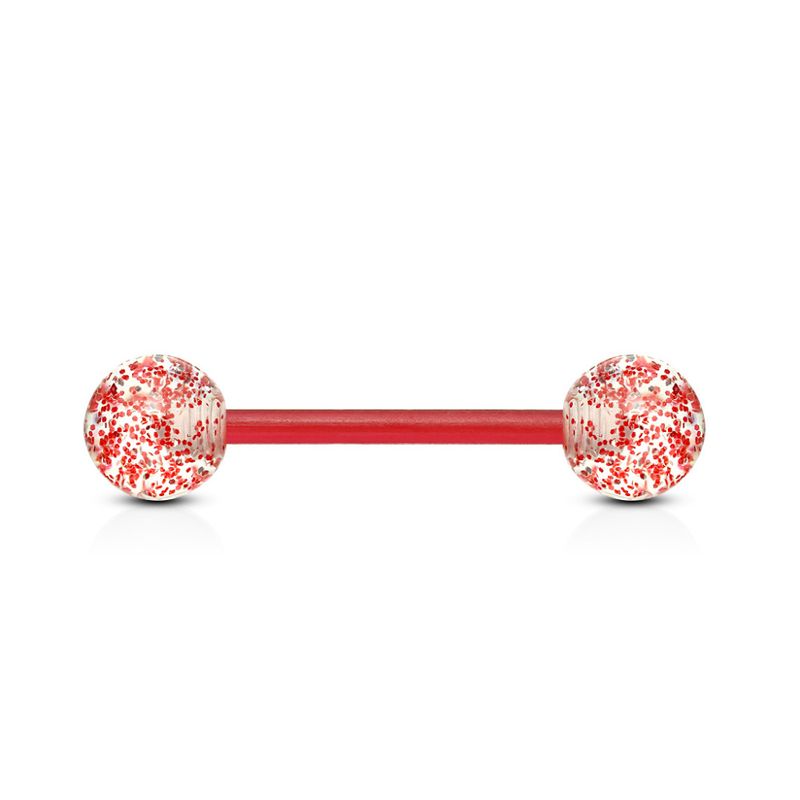 Acrylic Barbell Glitter Red