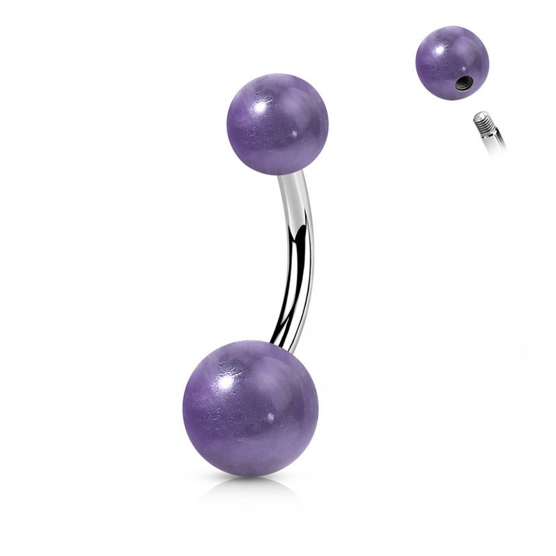Stone Belly Ring Amethyst Purple