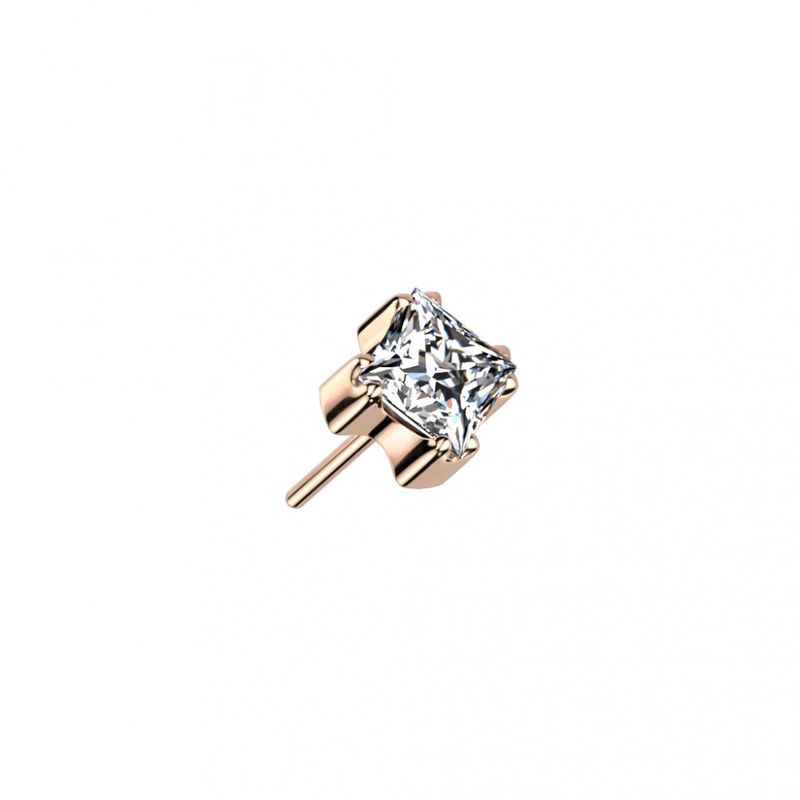 Square Prong Push-fit Rose Gold Clear