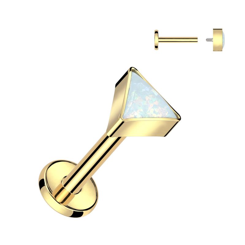 Tria Opal Internally Threaded Labret Gold White