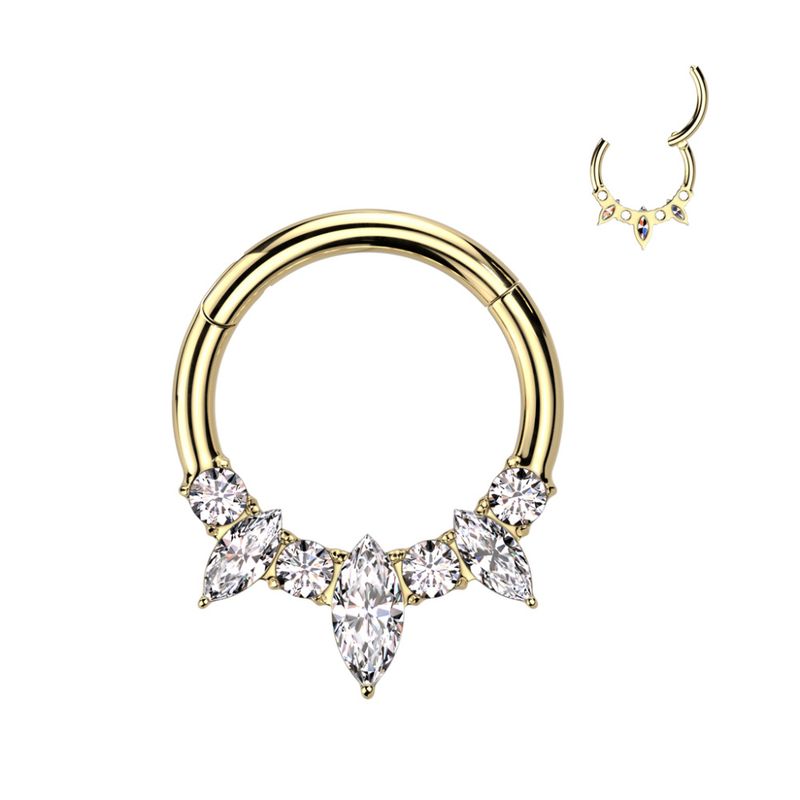 Sombra Crystal Hinged Ring Gold Clear