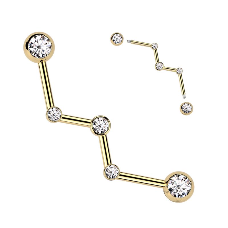 Zig Zag Industrial Barbell Gold