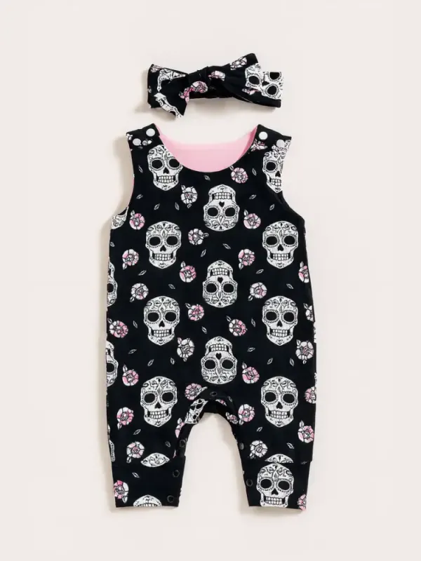 Sugar Skull Baby Romper & Headband