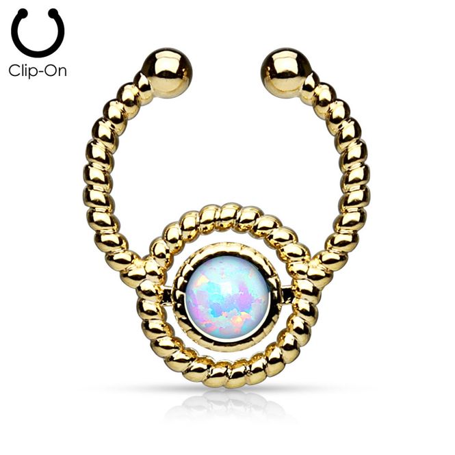 Hoofdbeeld Fake Septum Gold Opal White