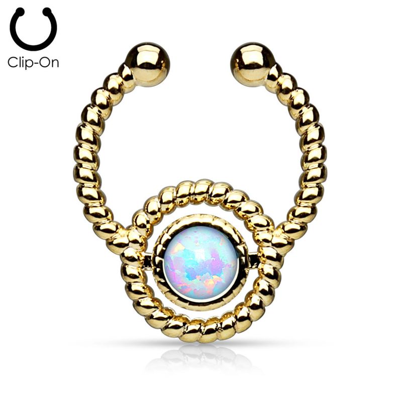 Fake Septum Gold Opal White
