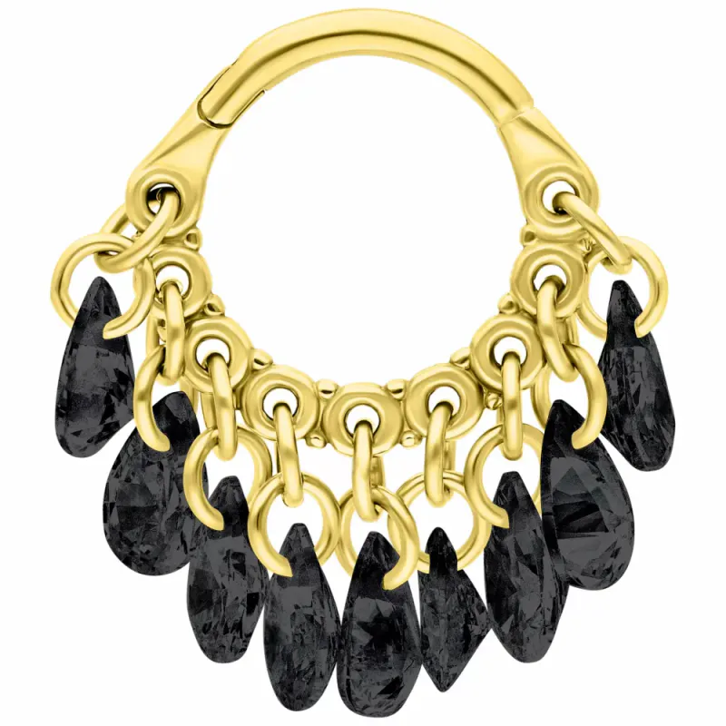 Samara Hinged Ring Gold Black