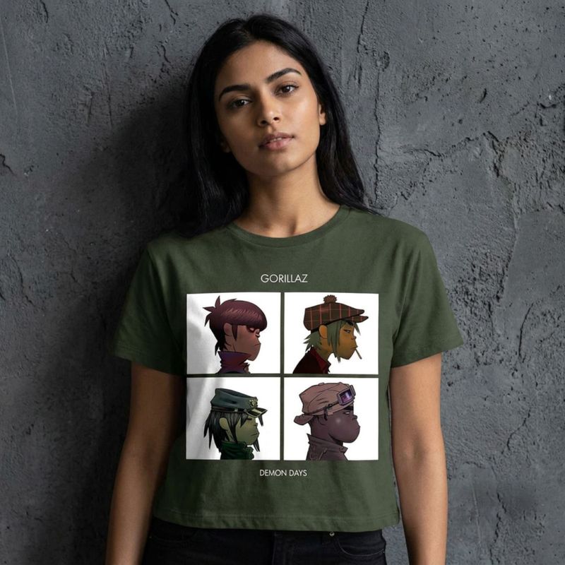 Gorillaz Crop Top Green