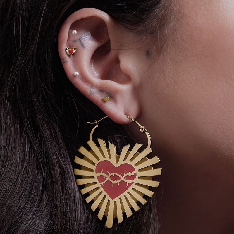 Sacred Heart Big Hoops Gold